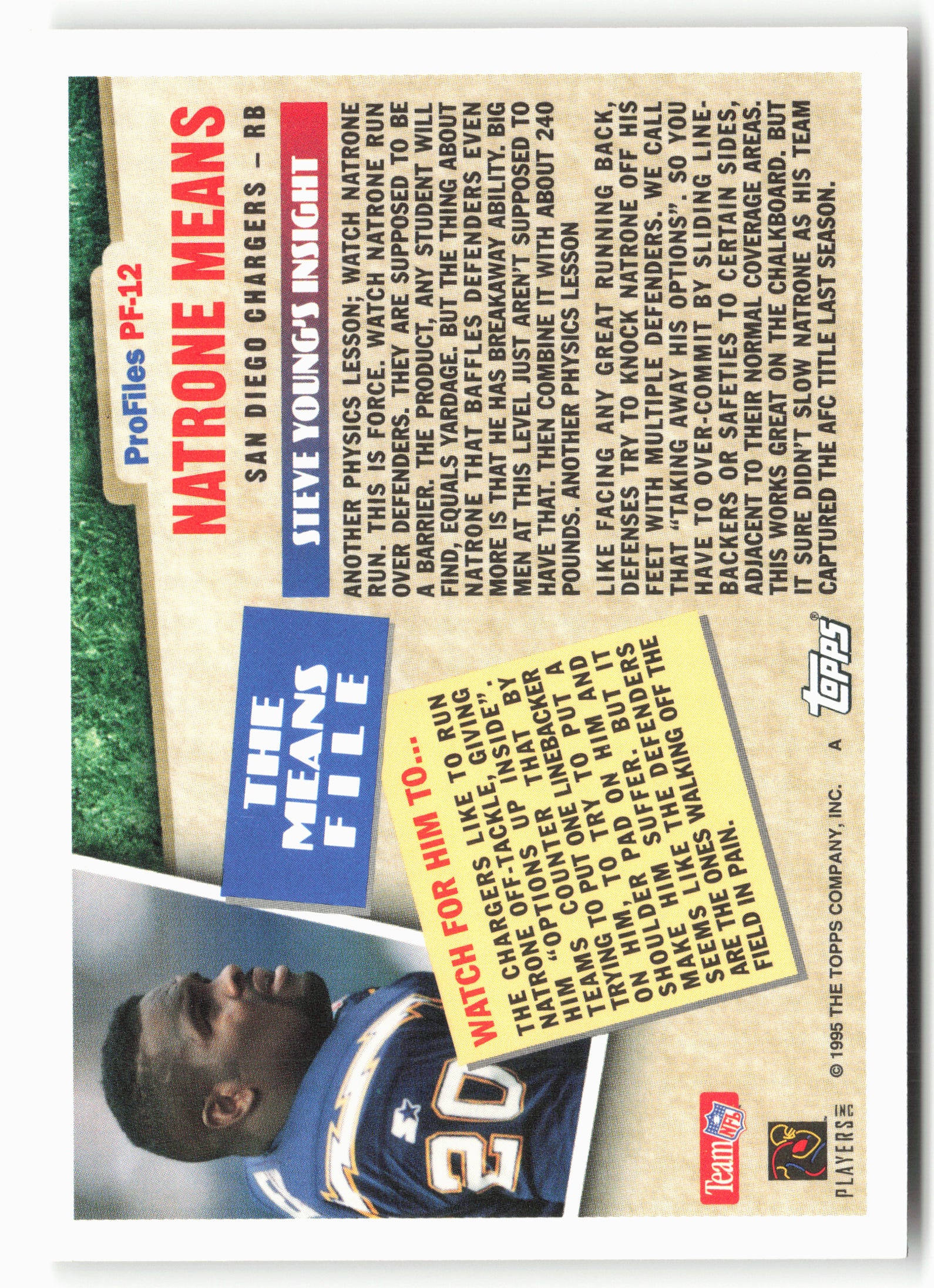 1995 Topps #PF-12 Natrone Means Profiles