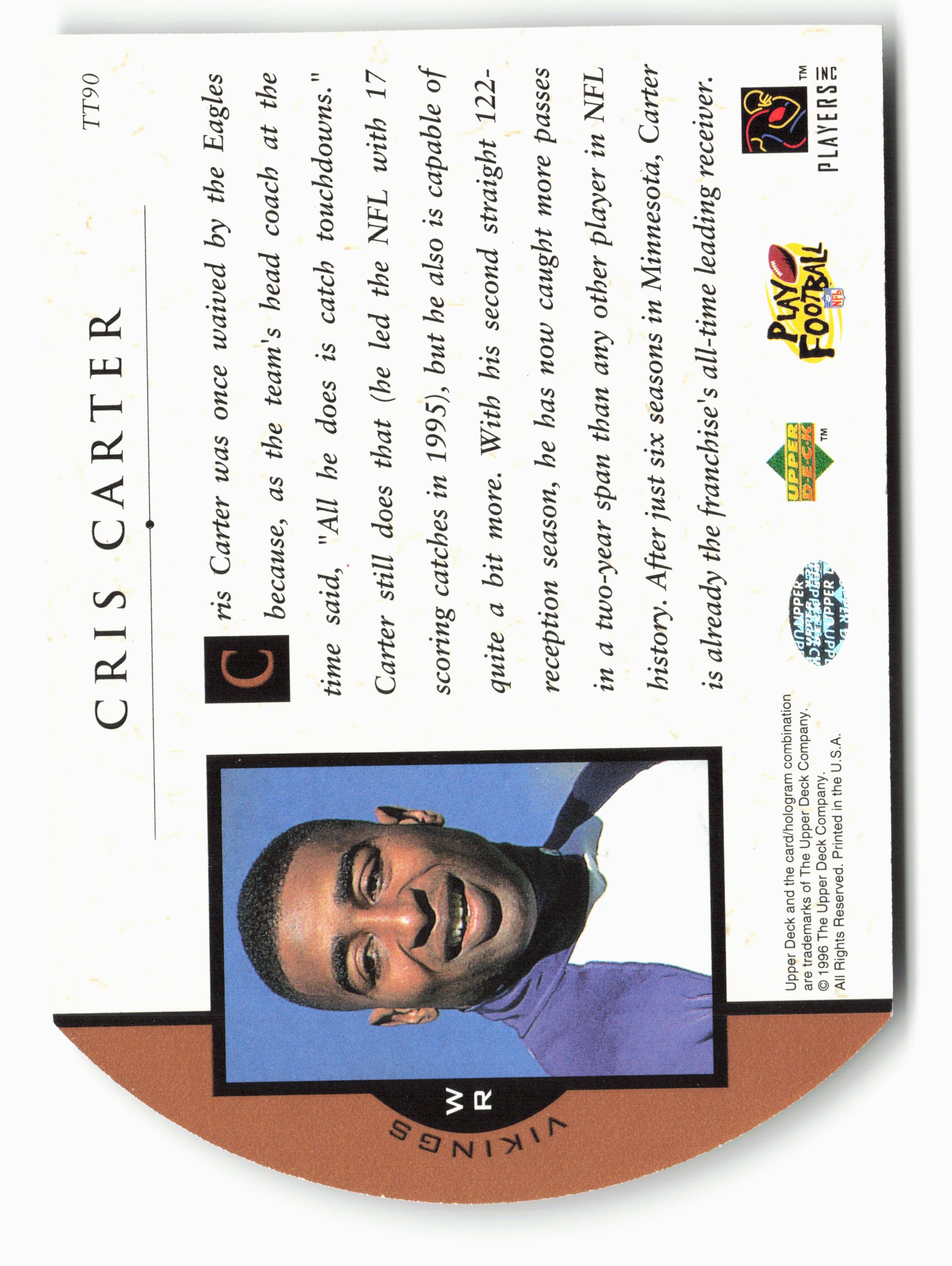 1996 Upper Deck - Team Trio #TT90 Cris Carter