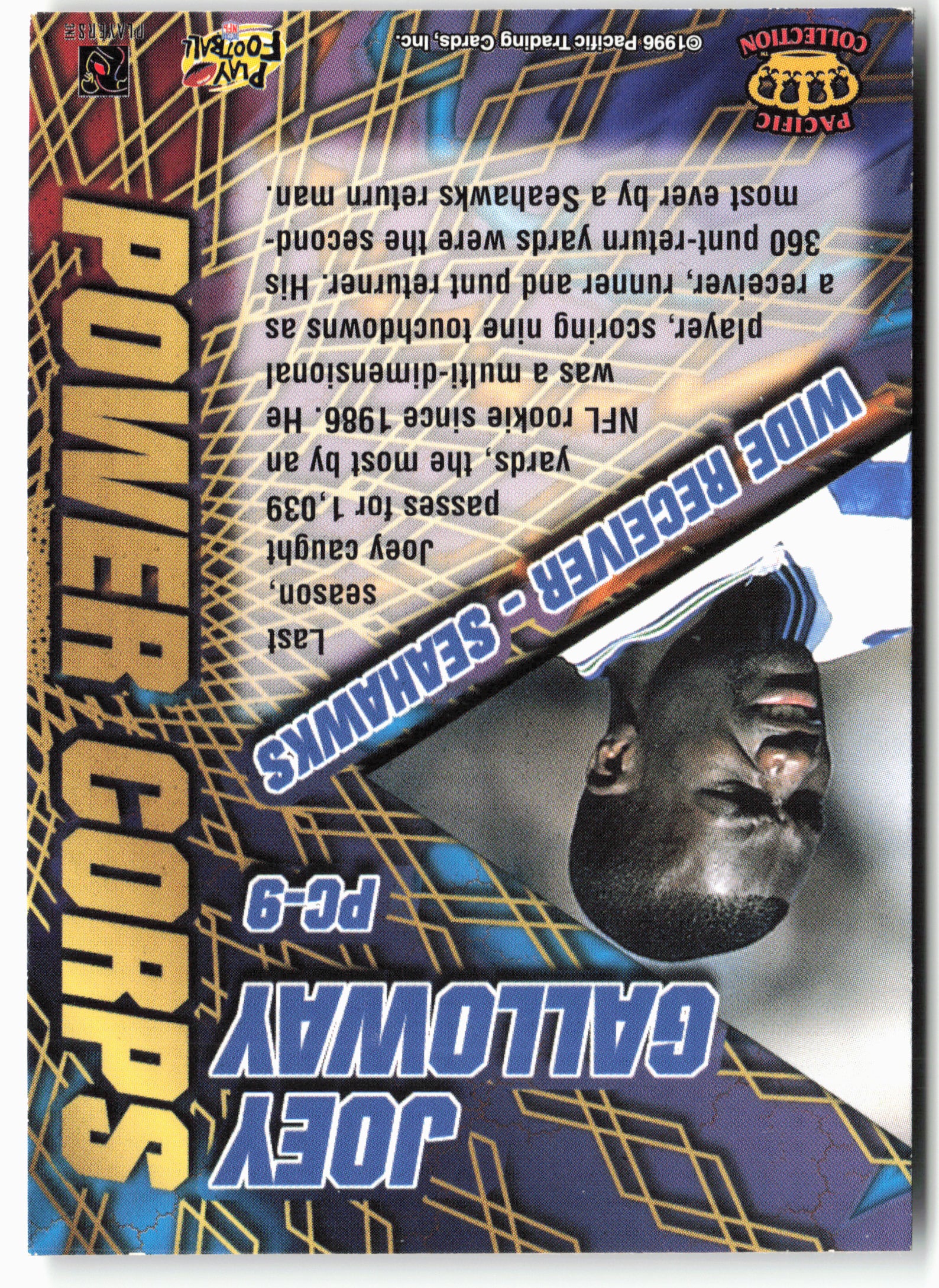 1996 Pacific #PC-9 Joey Galloway Power Corps