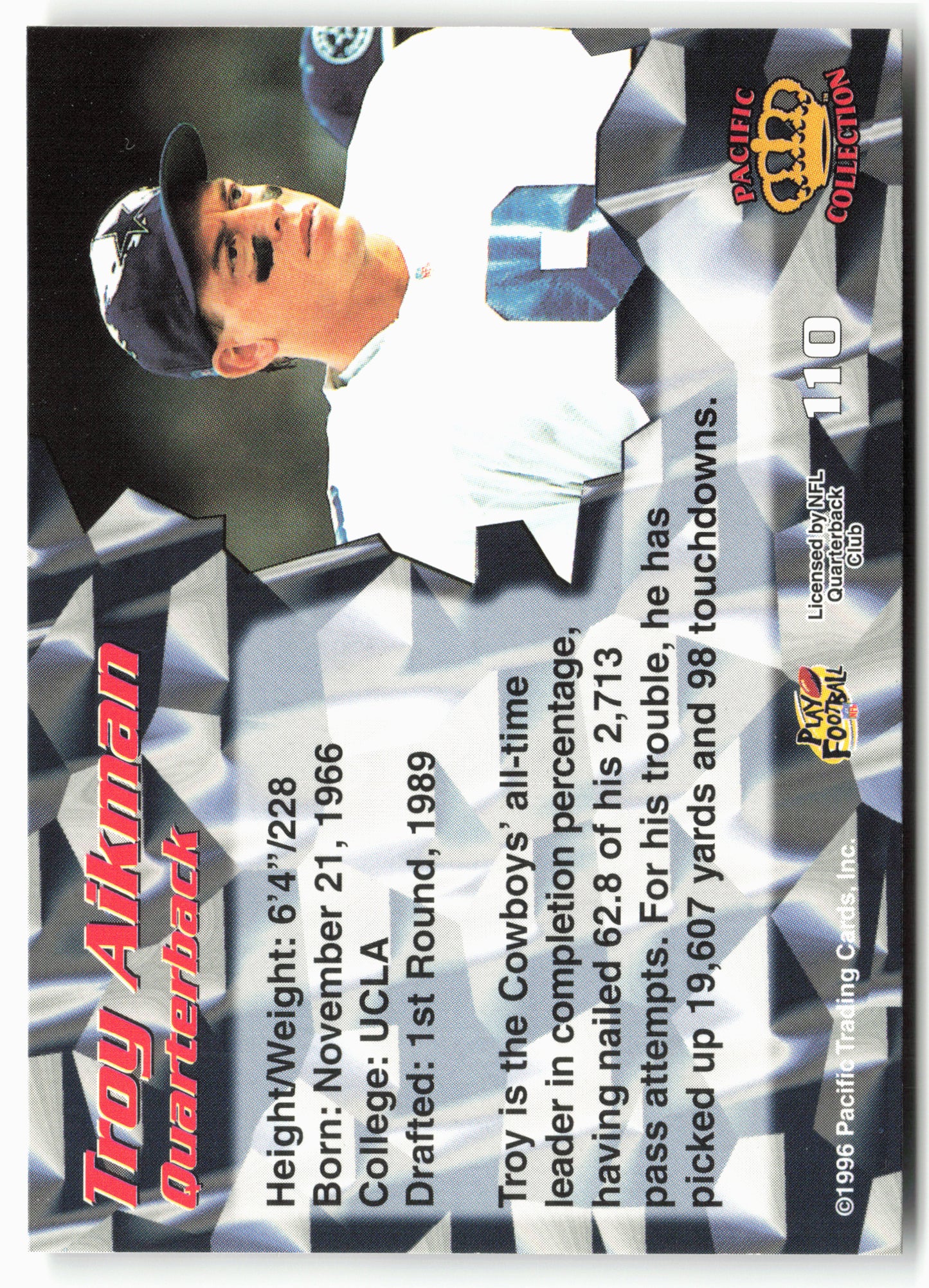 1996 Pacific #110 Troy Aikman