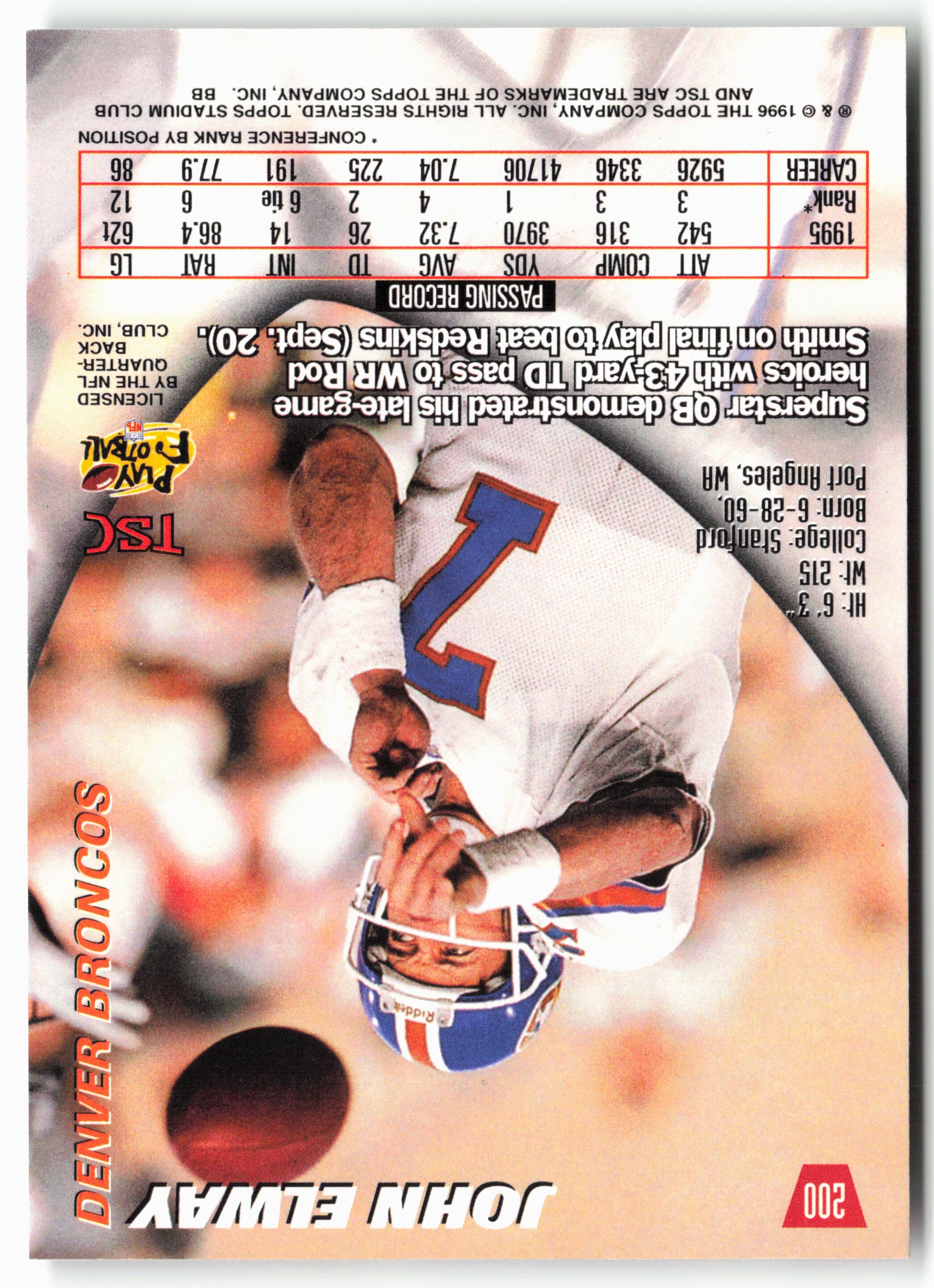1996 Stadium Club #200 John Elway
