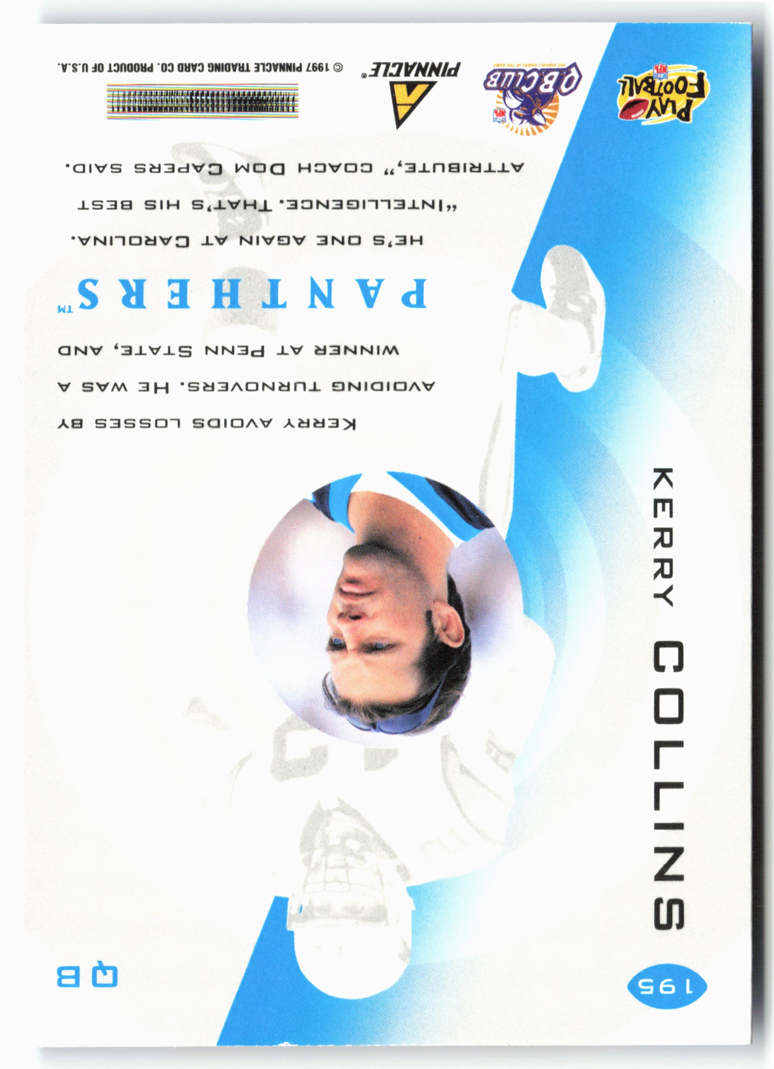 1997 Pinnacle #195 Kerry Collins