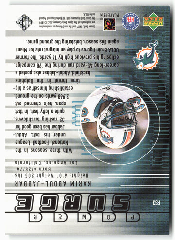 
1999 Upper Deck MVP #PS3 Karim Abdul-Jabbar Power Surge