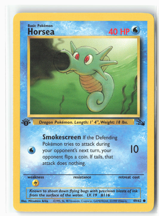 Fossil #49/62 Horsea 1st Edition - Non-Holo - LP+
