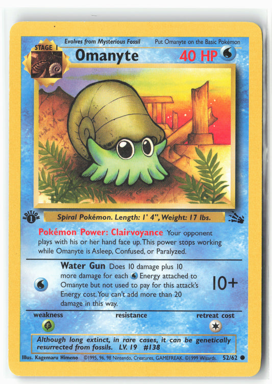 Fossil #52/62 Omanyte 1st Edition - Non-Holo - LP
