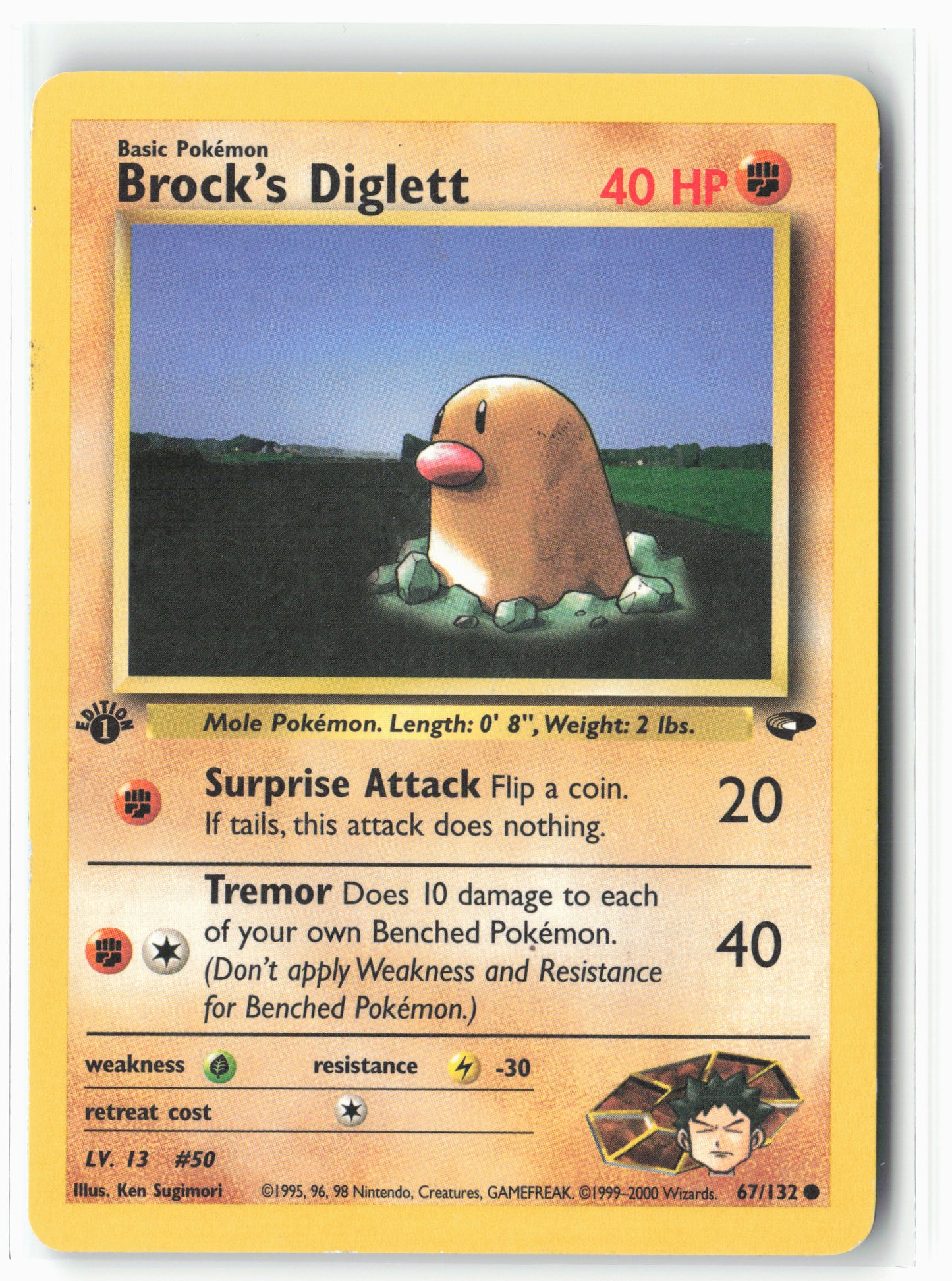Gym Challenge #067/132 Brock's Diglett 1st Edition - Non-Holo - NM