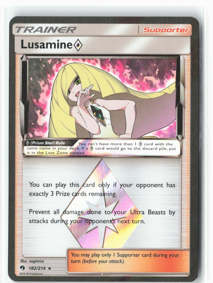 SM - Lost Thunder #182/214 Lusamine Prism Star Holo LP