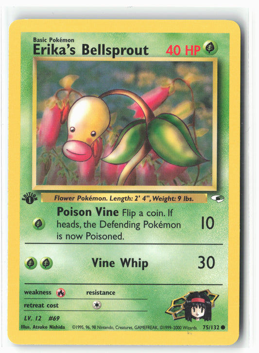 Gym Heroes #075/132 Erika's Bellsprout (75) 1st Edition - Non-Holo - LP
