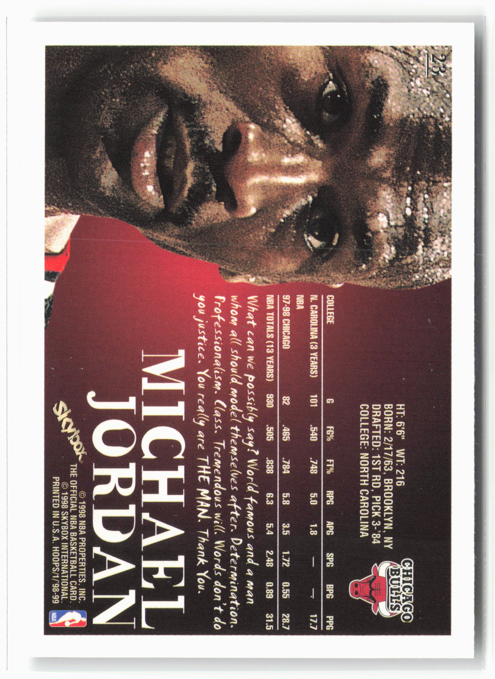1998-99 Hoops #23 Michael Jordan