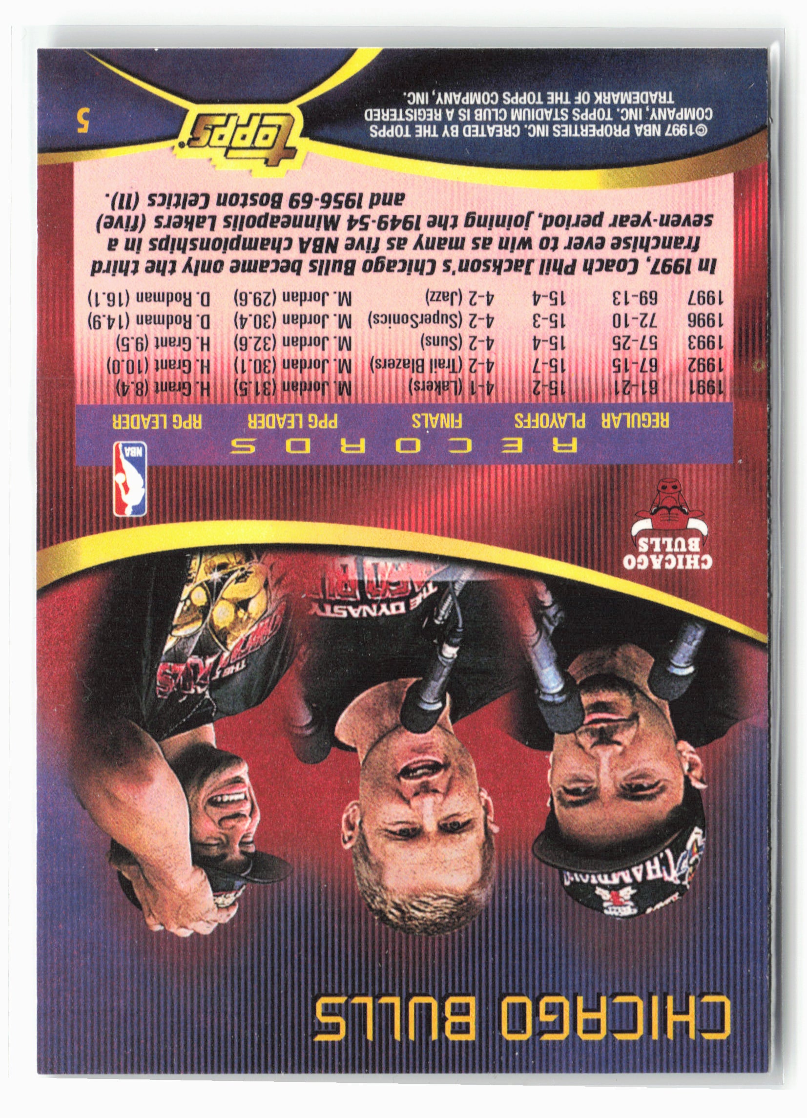 1997-98 Stadium Club #5 Bulls - Team of the 90's First Day Issue