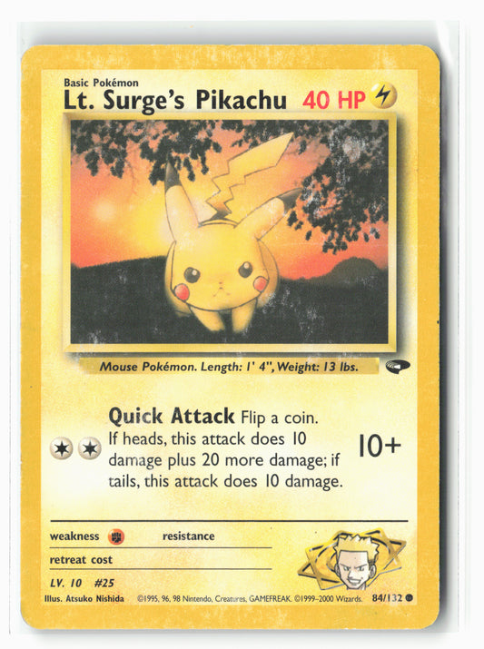 Gym Challenge #084/132 Lt. Surge's Pikachu Non-Holo LP+NM