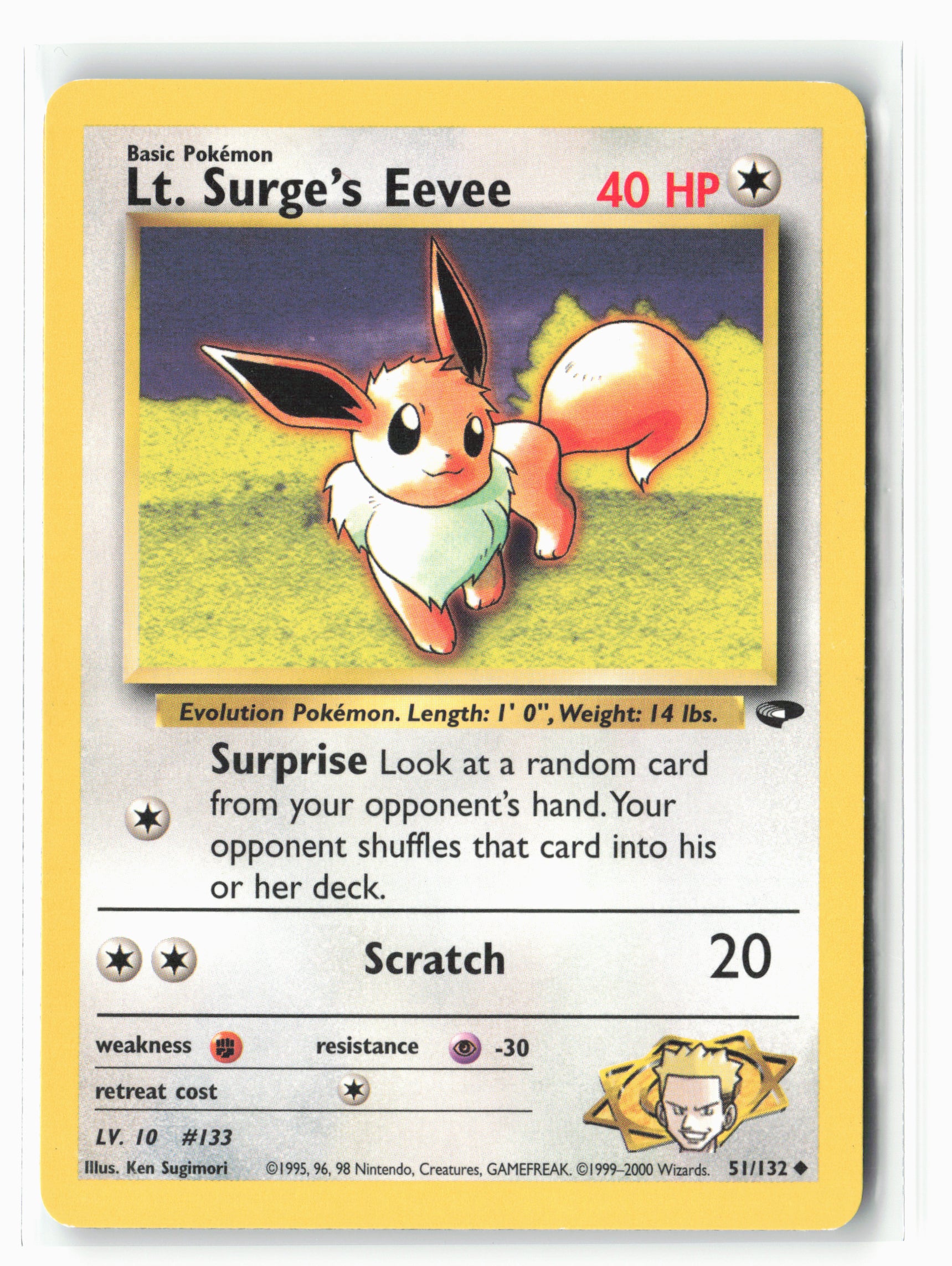 Gym Challenge #051/132 Lt. Surge's Eevee Non-Holo LP+