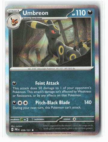 
Umbreon 059/131 Pokémon Sv: Prismatic Evolutions Holo Rare NM