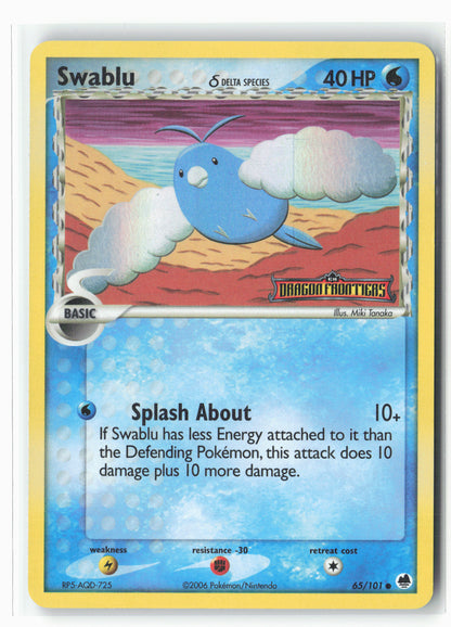 Dragon Frontiers #65/101 Swablu (Delta Species) Holo Stamped