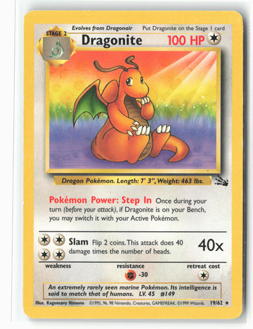 Fossil #19/62 Dragonite (19) Non-Holo MP+/LP