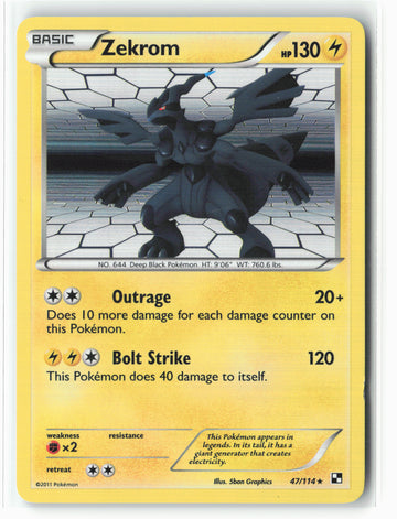 Black and White #47/114 Zekrom Holo LP+/NM