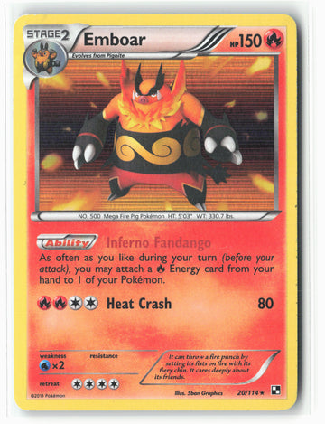Black and White #20/114 Emboar (20) Holo LP+