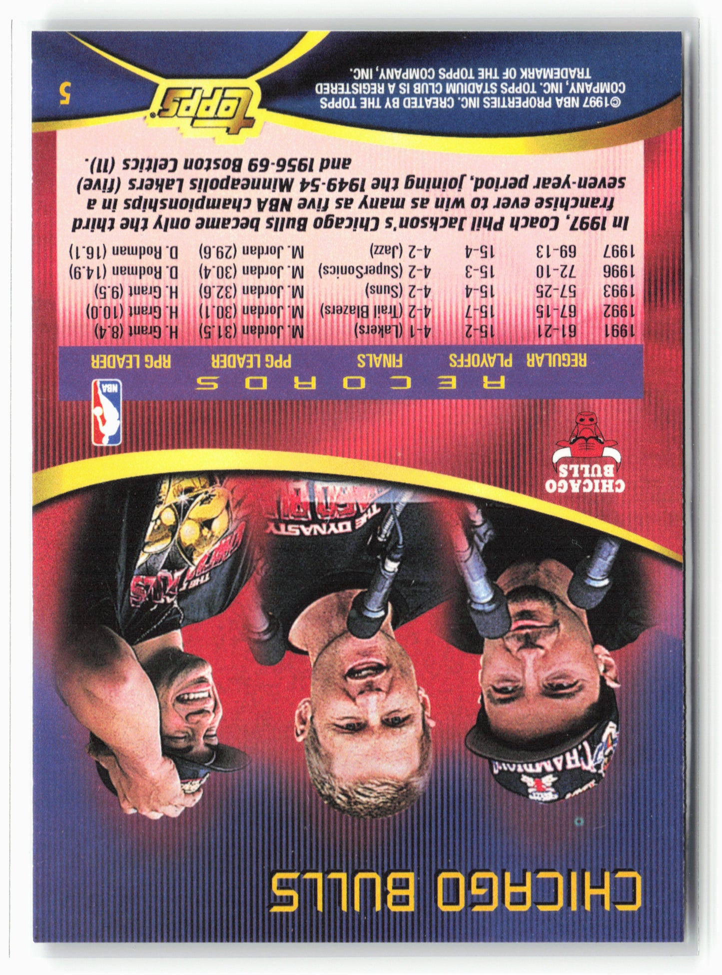 1997-98 Stadium Club #5 Bulls - Team of the 90s NM 1