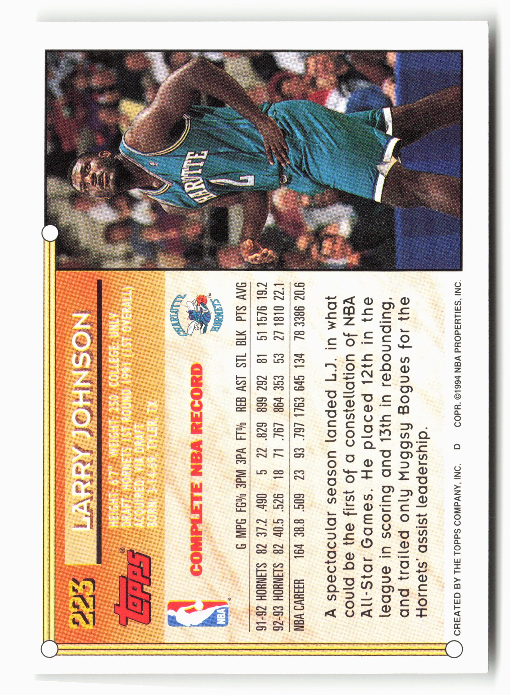 1993-94 Topps #223 Larry Johnson Gold