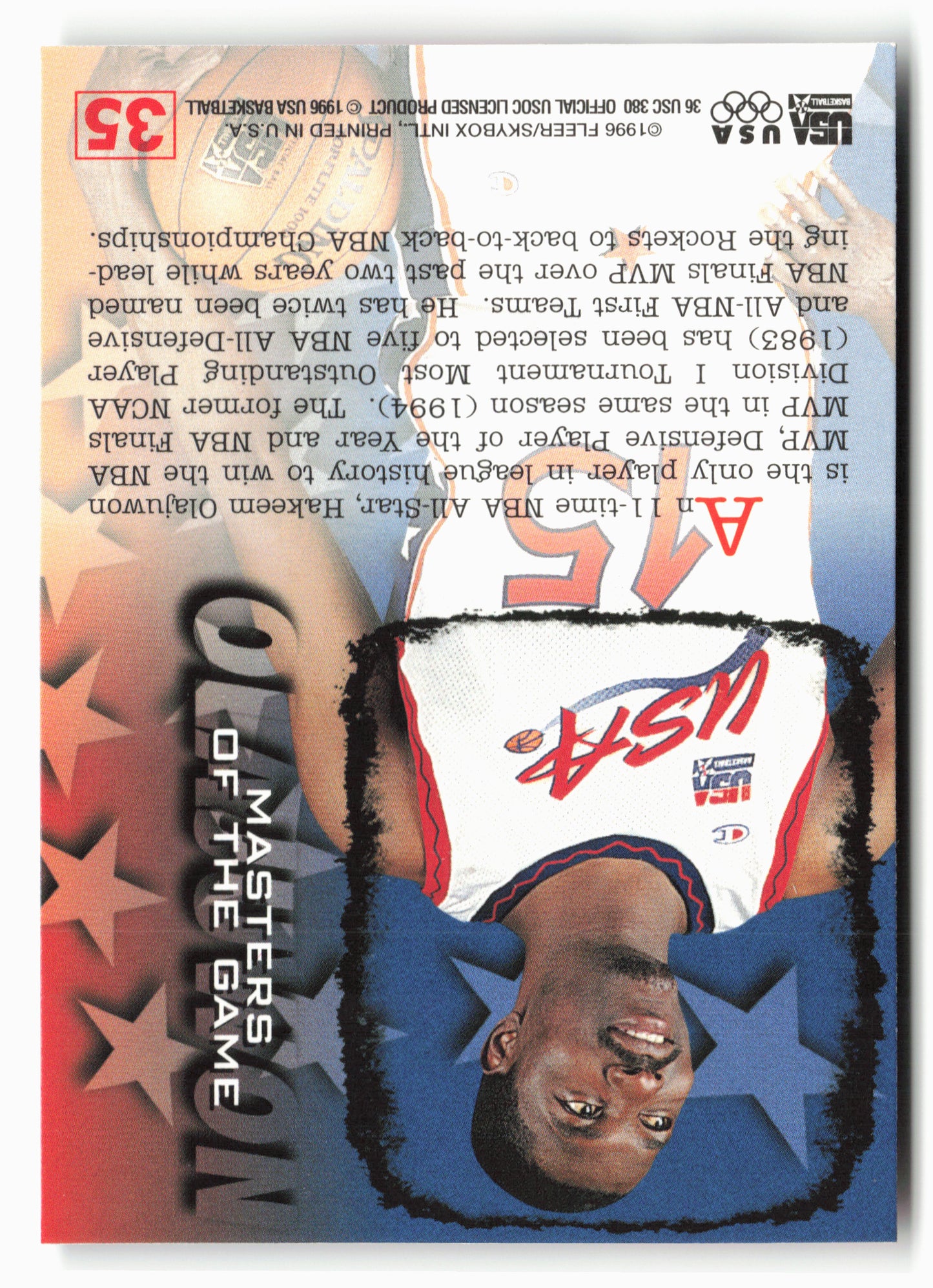 1996 Fleer USA #35 Hakeem Olajuwon