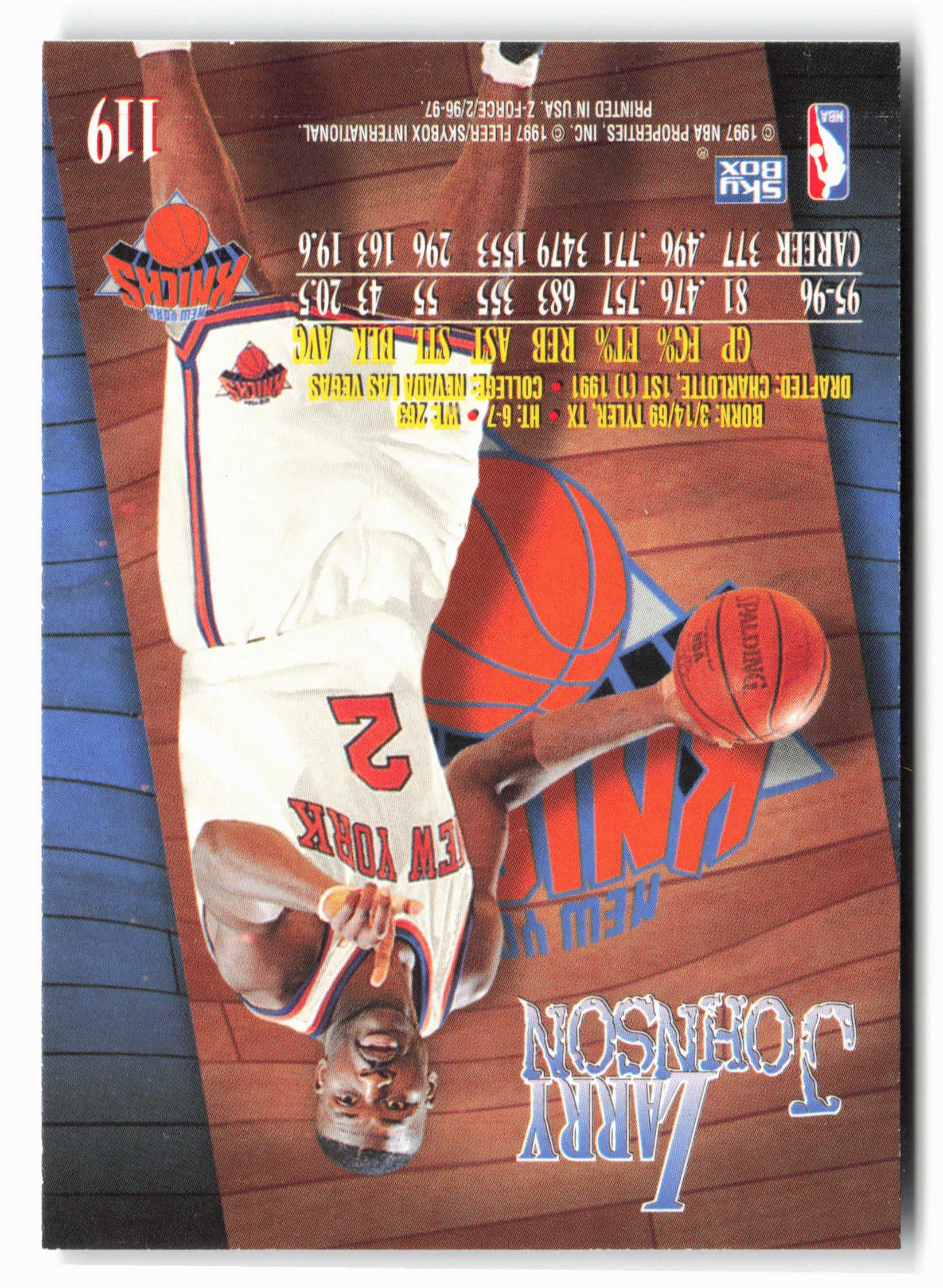 1996-97 SkyBox Z-Force #119 Larry Johnson