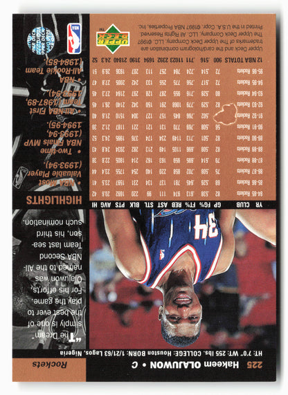 1996-97 Upper Deck #225 Hakeem Olajuwon