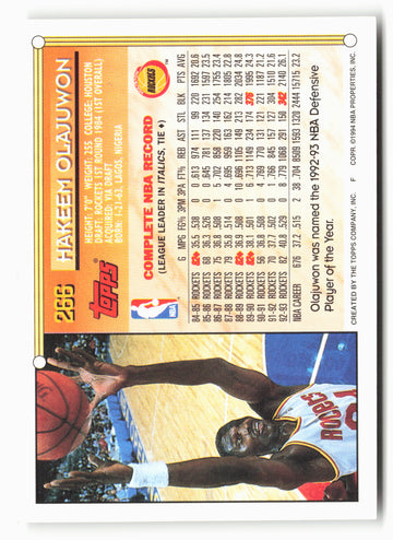 1993-94 Topps #266 Hakeem Olajuwon Gold