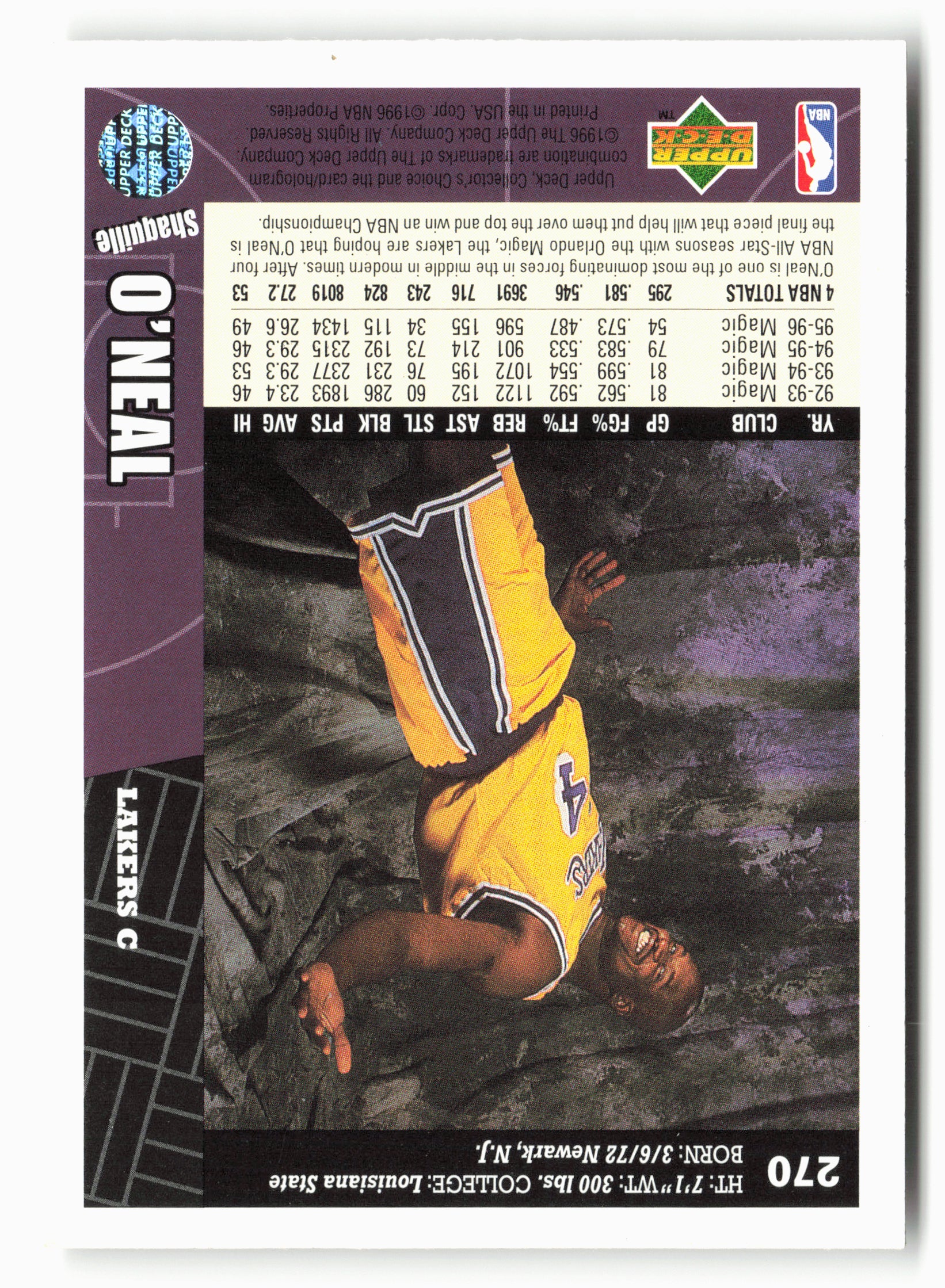 1996-97 Collector's Choice #270 Shaquille O'Neal