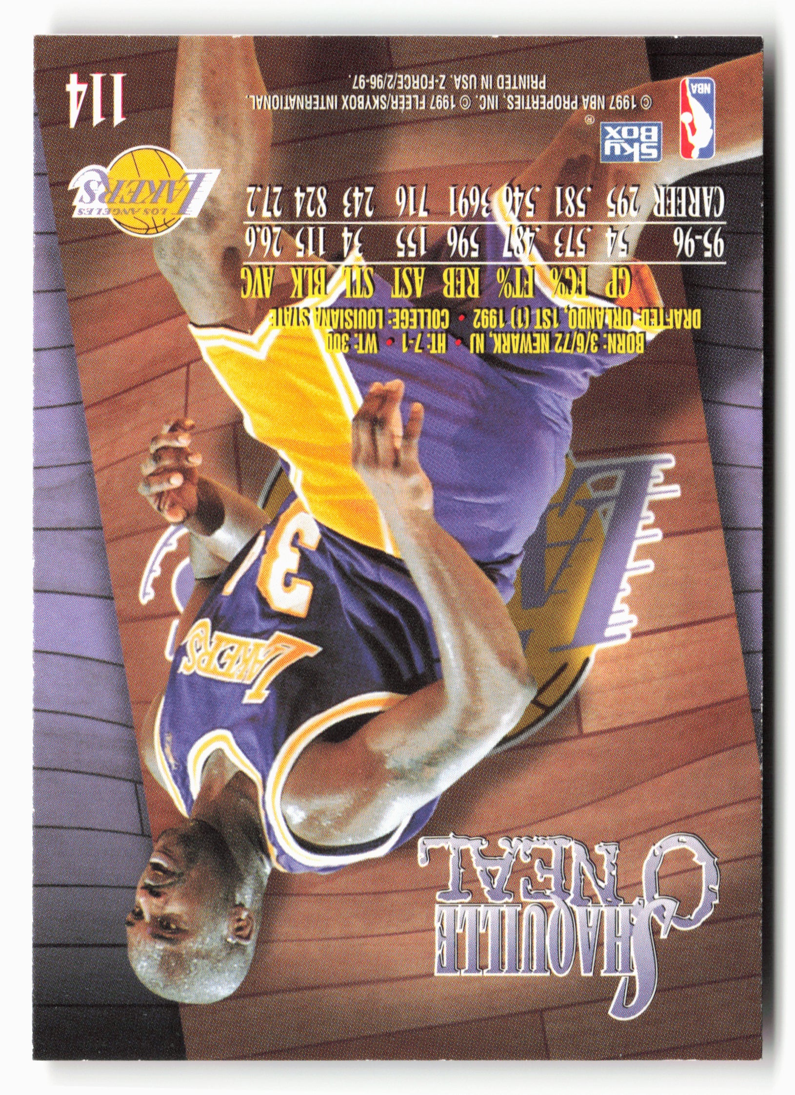 1996-97 SkyBox Z-Force #114 Shaquille O'Neal