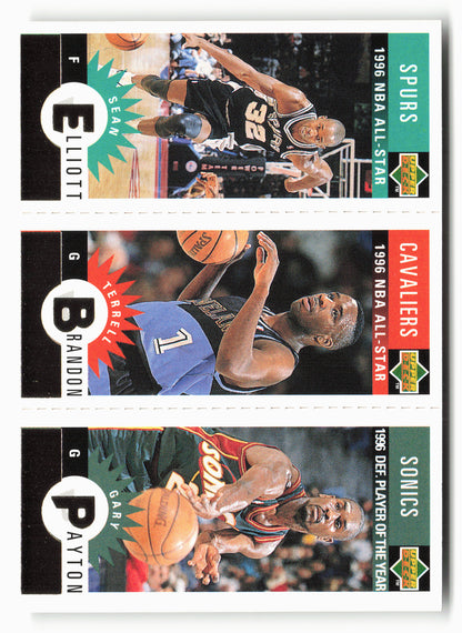 1996-97 Collector's Choice  Elliott / Brandon / Payton Mini-Cards Panels Gold