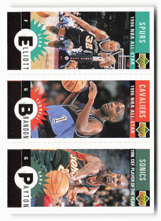 1996-97 Collector's Choice  Elliott / Brandon / Payton Mini-Cards Panels Gold