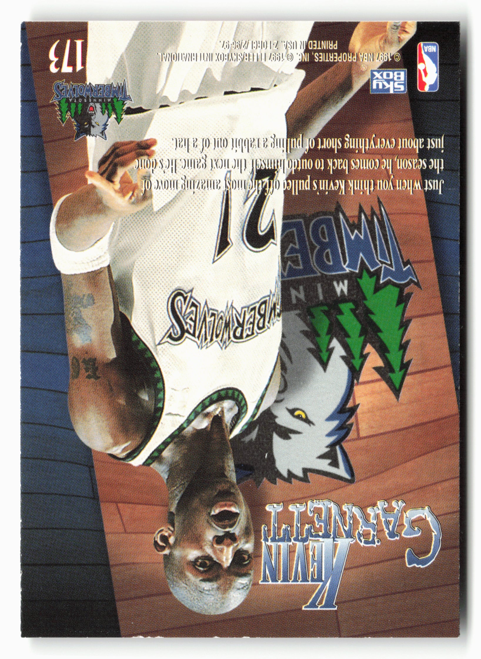 1996-97 SkyBox Z-Force #173 Kevin Garnett