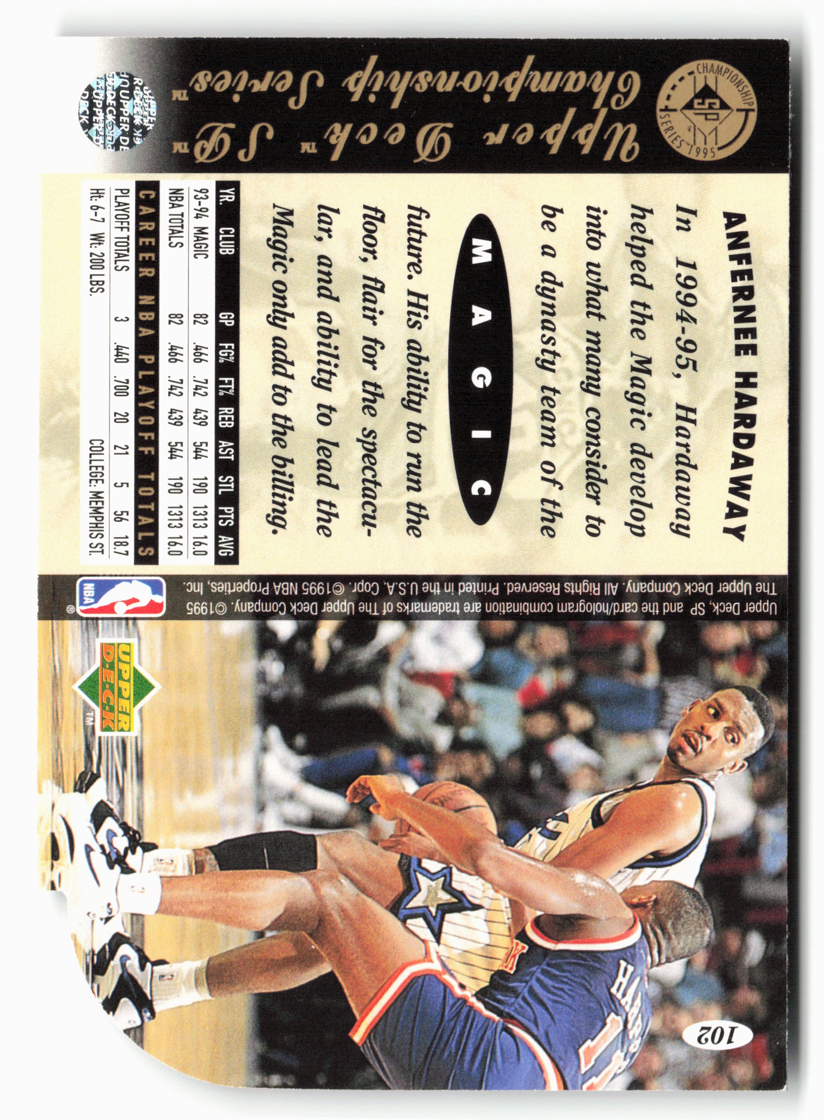 1994-95 SP Championship #102 Anfernee Hardaway Die Cuts