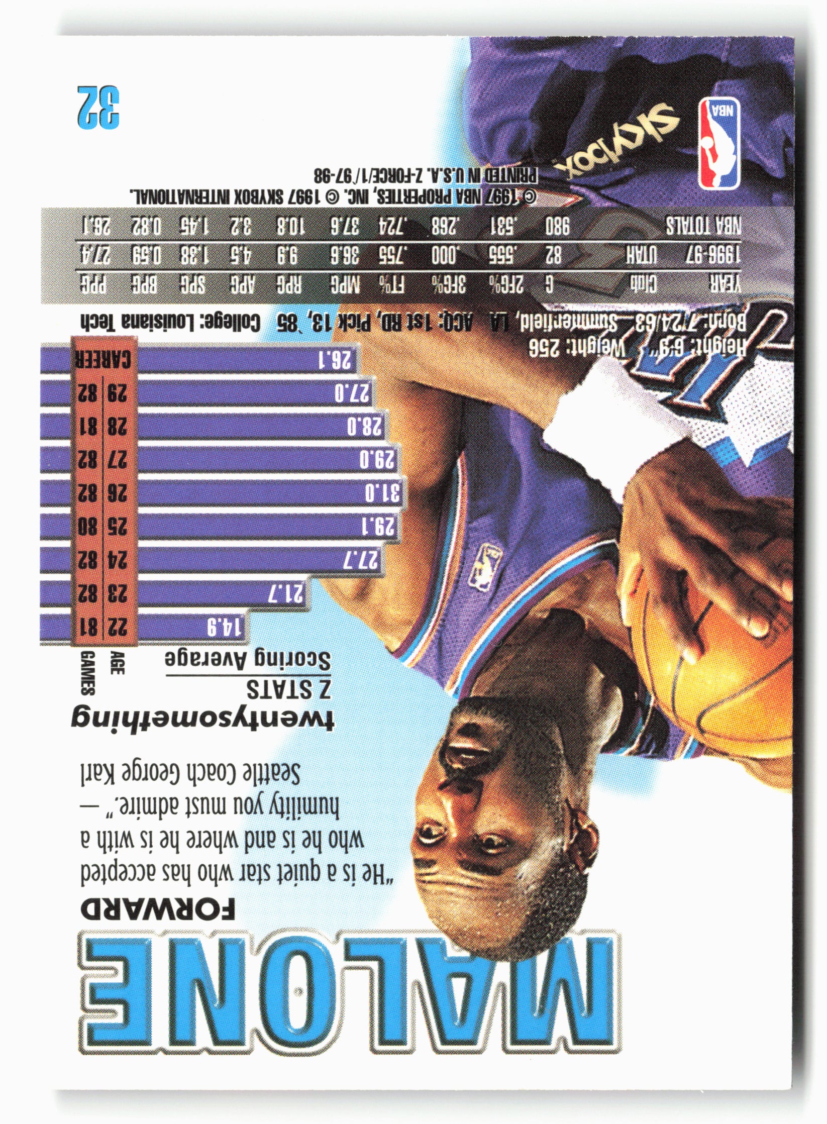 1997-98 SkyBox Z-Force #32 Karl Malone
