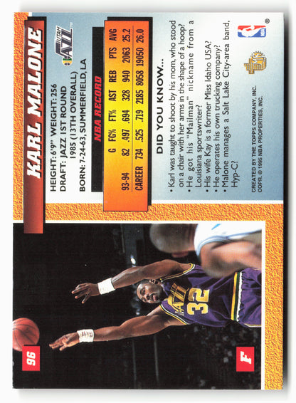 1994-95 Topps Embossed #96 Karl Malone