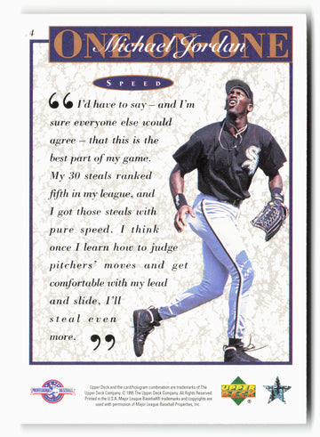 1995 Upper Deck Minor League #4 Michael Jordan Michael Jordan One On One