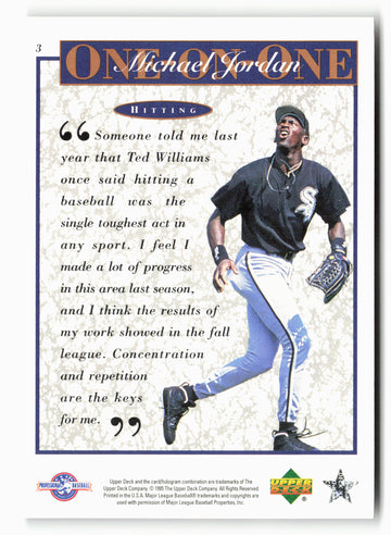1995 Upper Deck Minor League #3 Michael Jordan Michael Jordan One On One