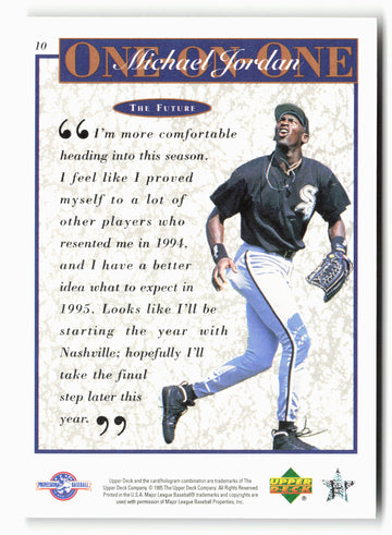 1995 Upper Deck Minor League #10 Michael Jordan Michael Jordan One On One