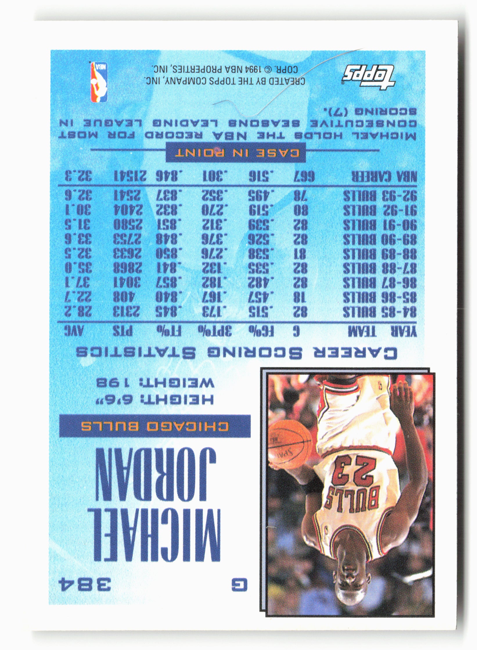 1993-94 Topps #384 Michael Jordan NM 5