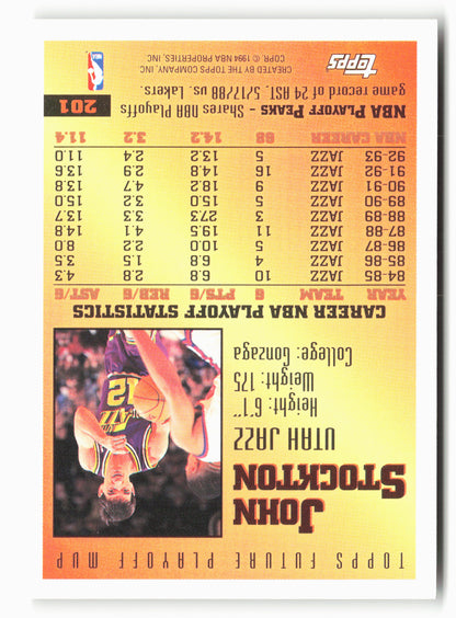1993-94 Topps #201 John Stockton NM 1