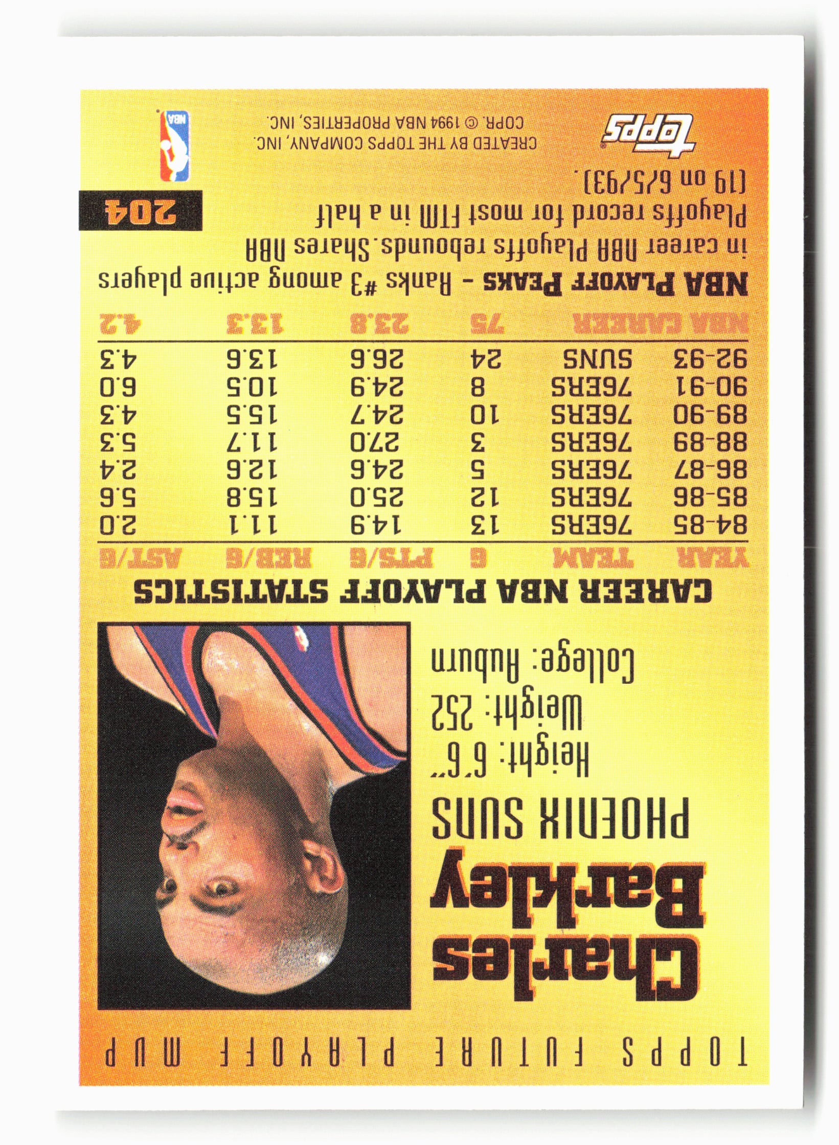 1993-94 Topps #204 Charles Barkley NM