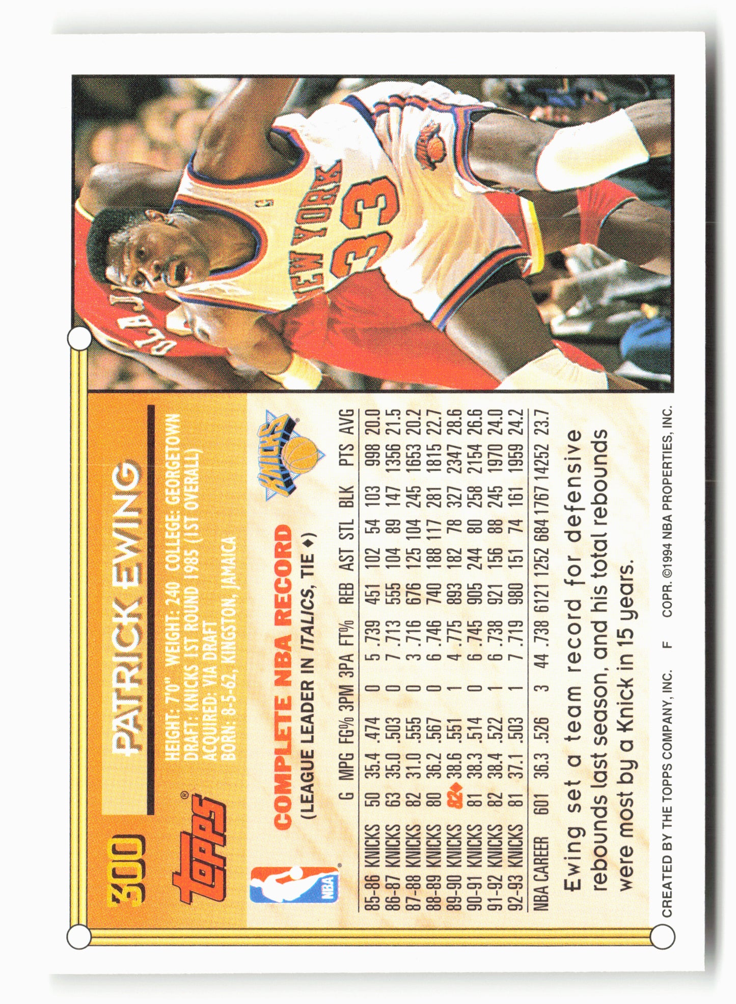 1993-94 Topps #300 Patrick Ewing