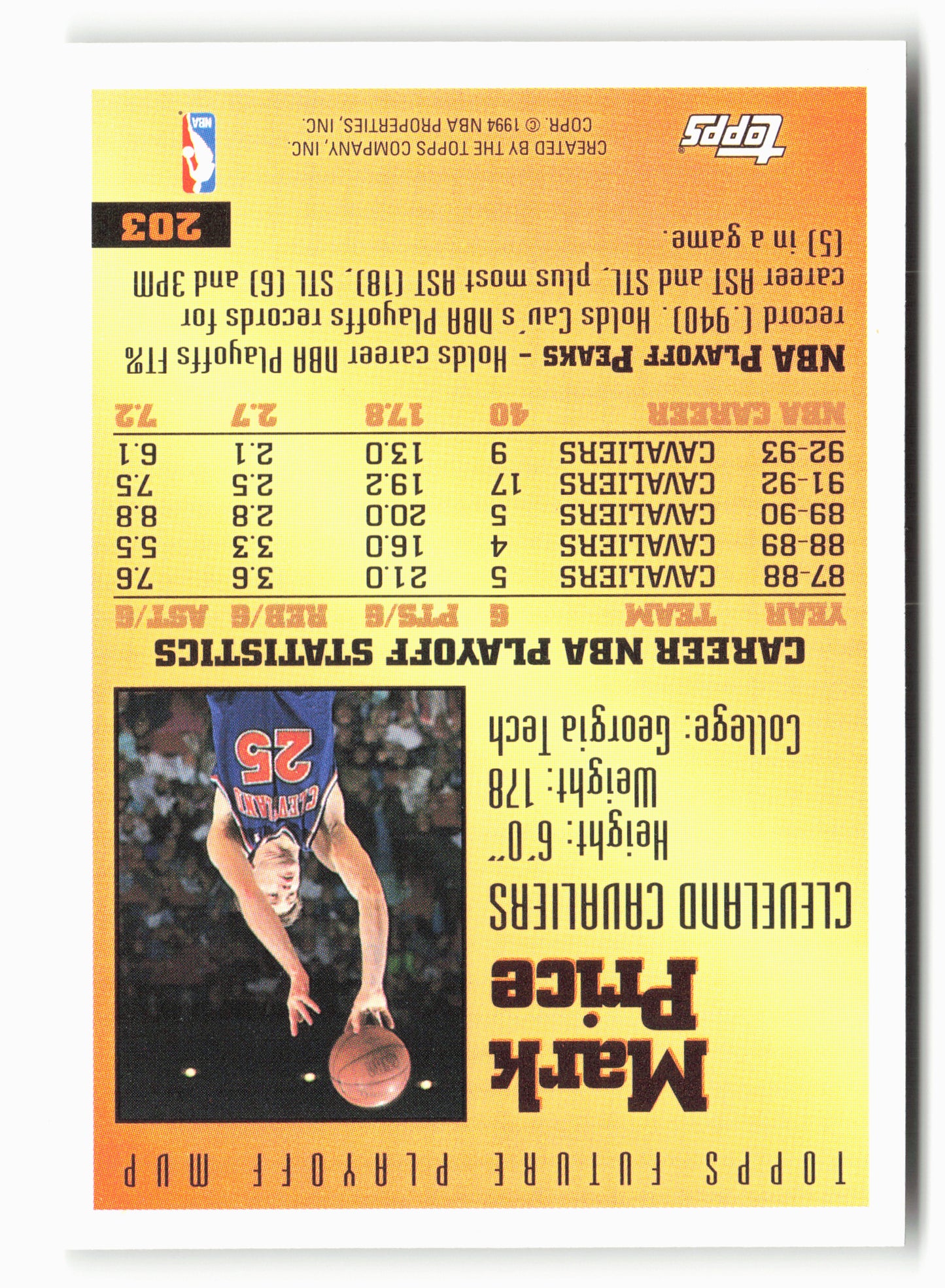 1993-94 Topps #203 Mark Price Gold NM