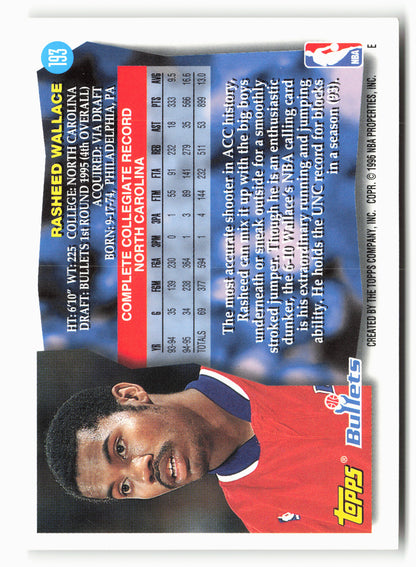 1995-96 Topps #193 Rasheed Wallace