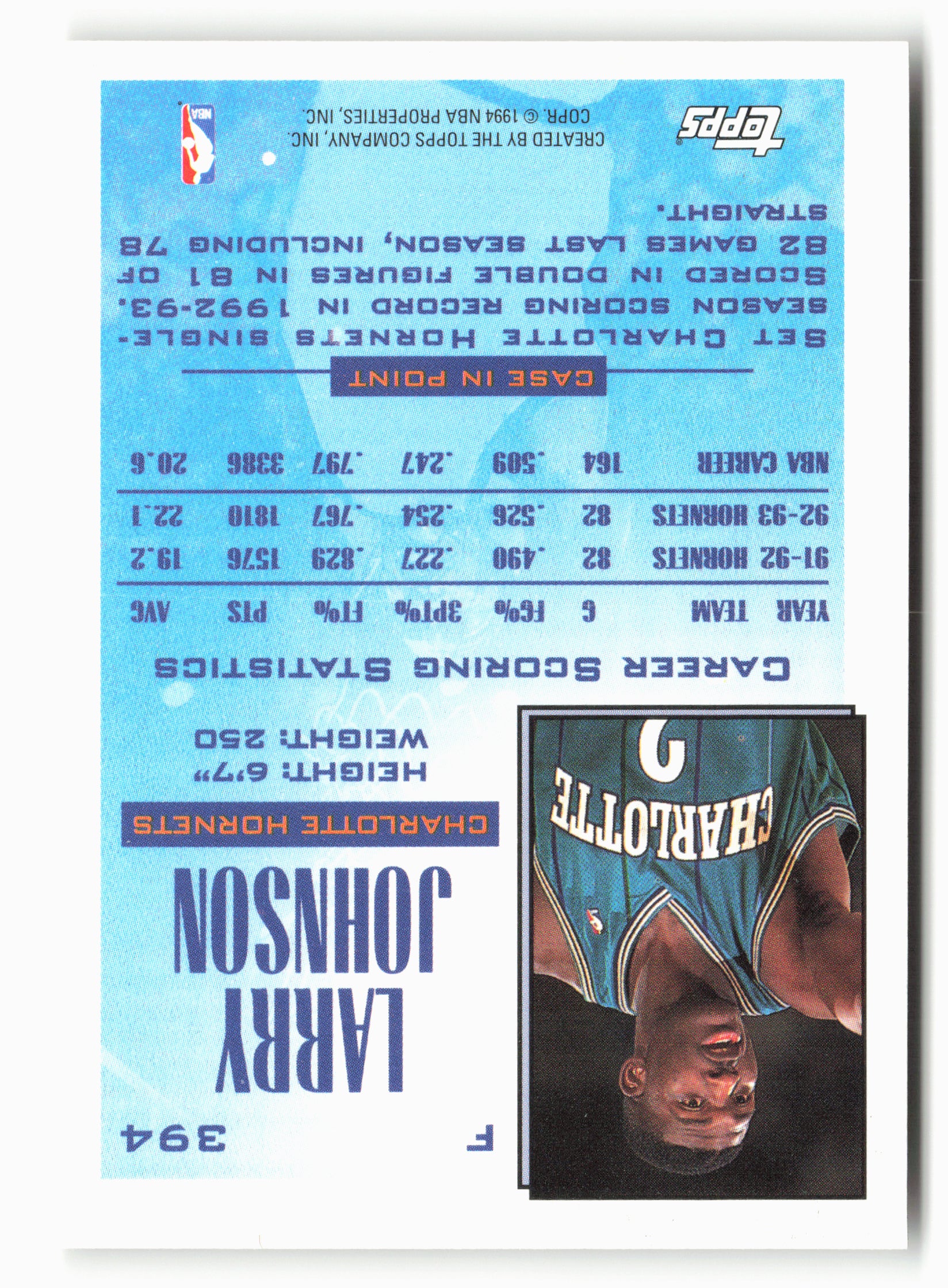1993-94 Topps #394 Larry Johnson NM 1