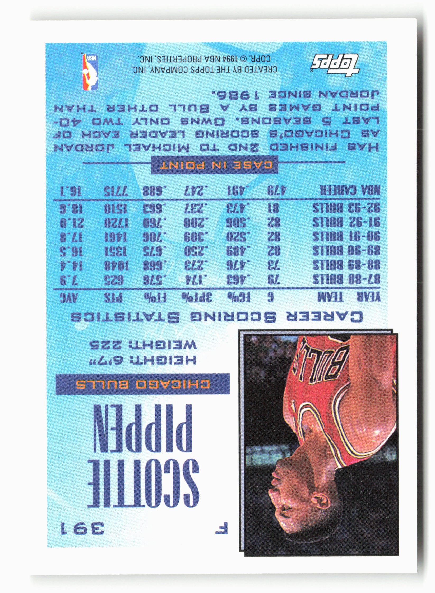 1993-94 Topps #391 Scottie Pippen NM 1