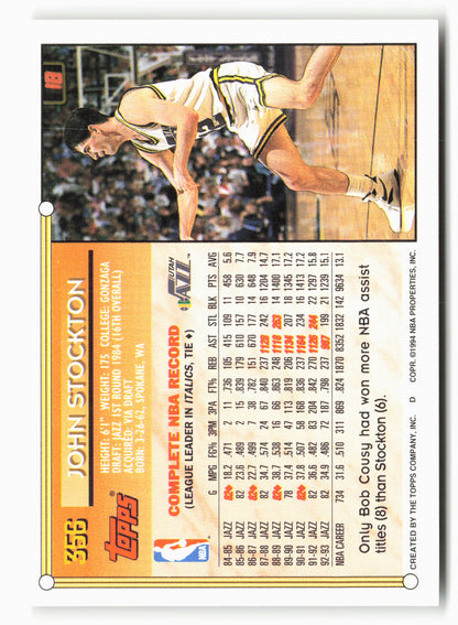 1993-94 Topps #356 John Stockton NM 2