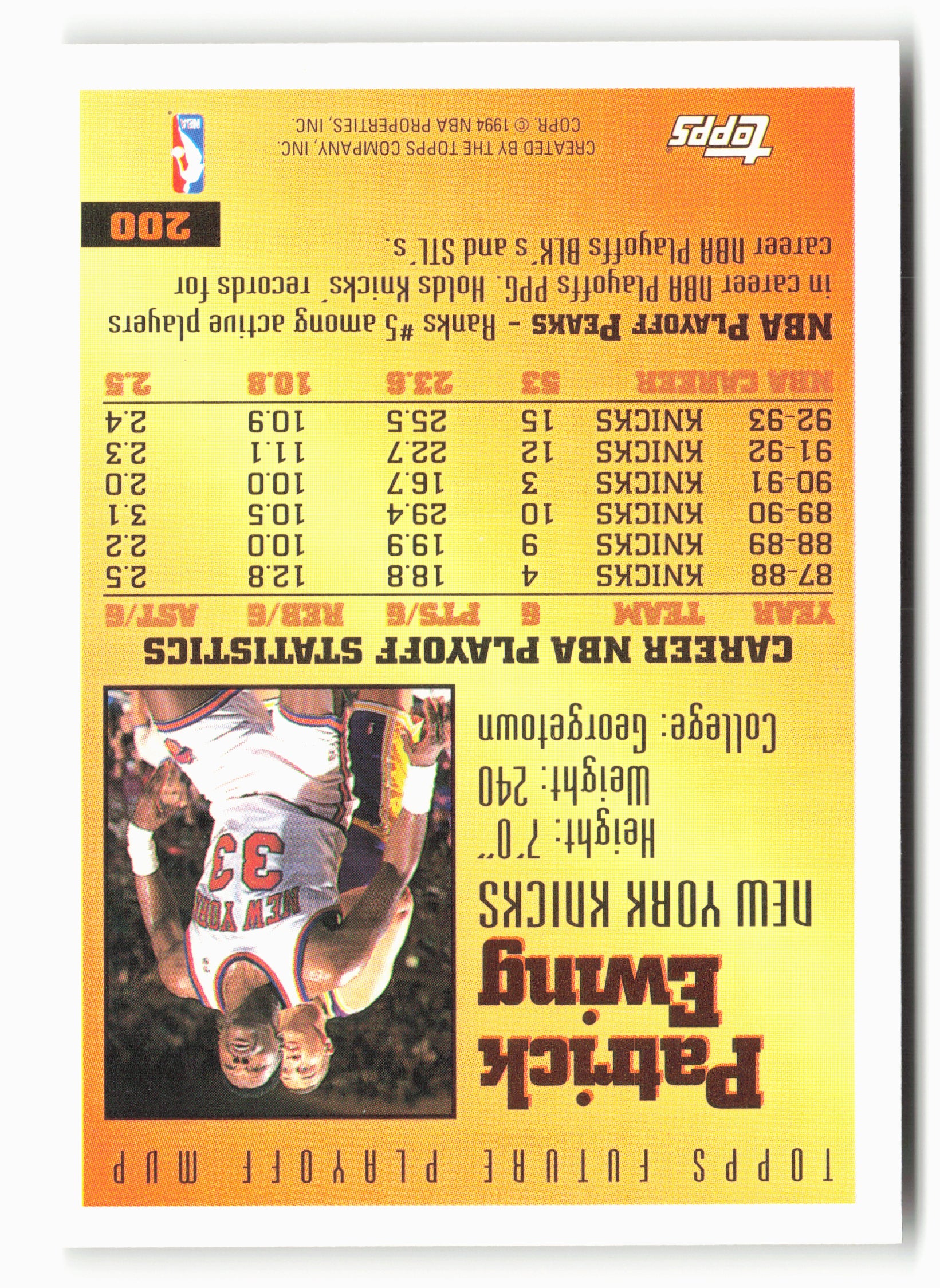 1993-94 Topps #200 Patrick Ewing NM 6