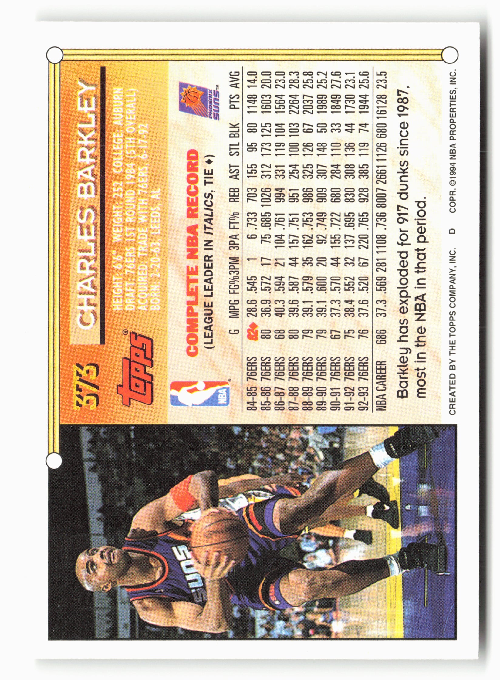 1993-94 Topps #373 Charles Barkley