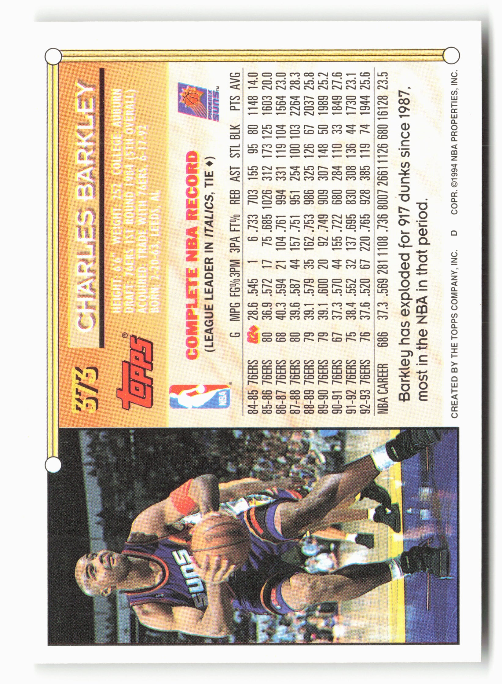 1993-94 Topps #373 Charles Barkley NM 2